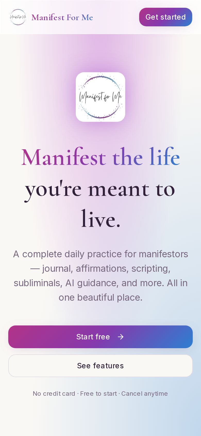 Manifest For Me mobile website design by Build Theory