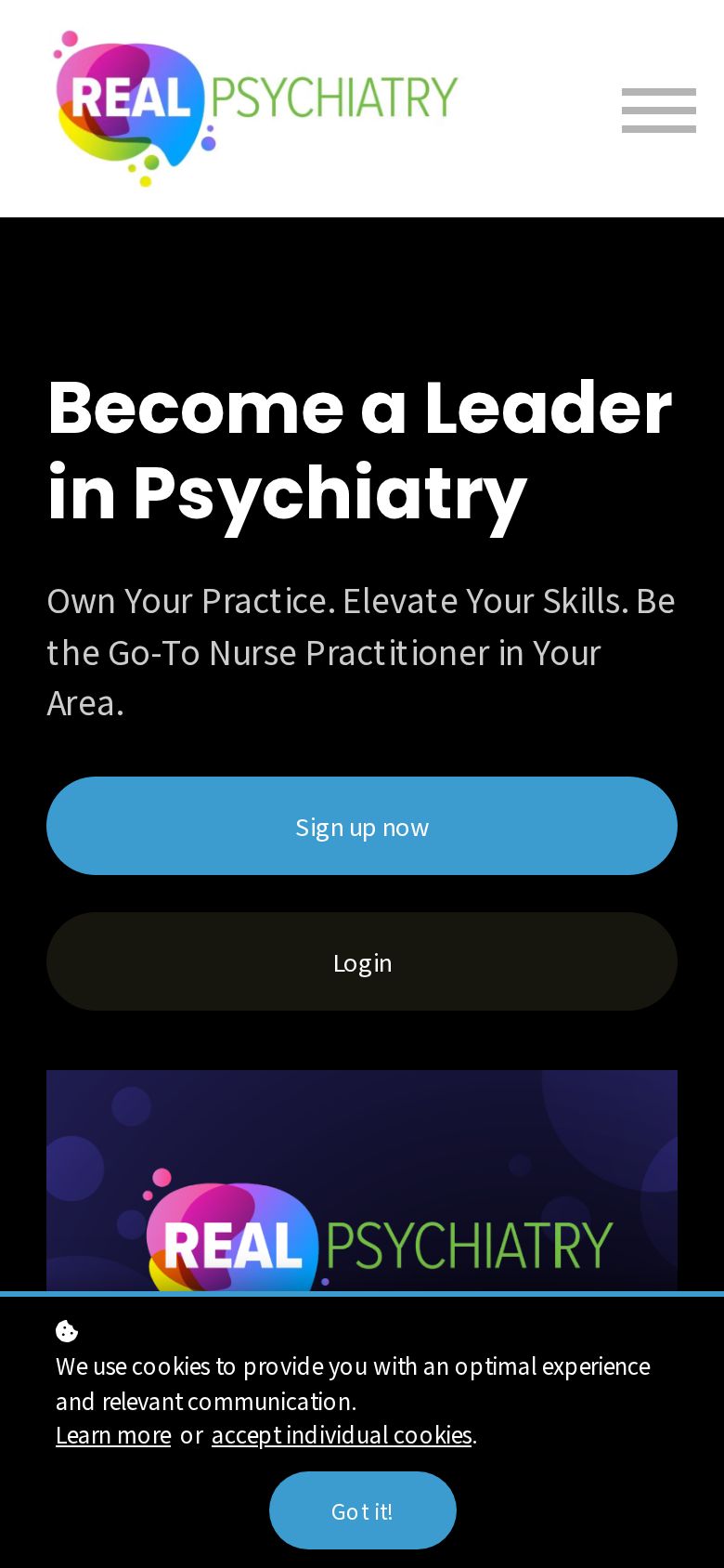 Real Psychiatry Now mobile website design by Build Theory