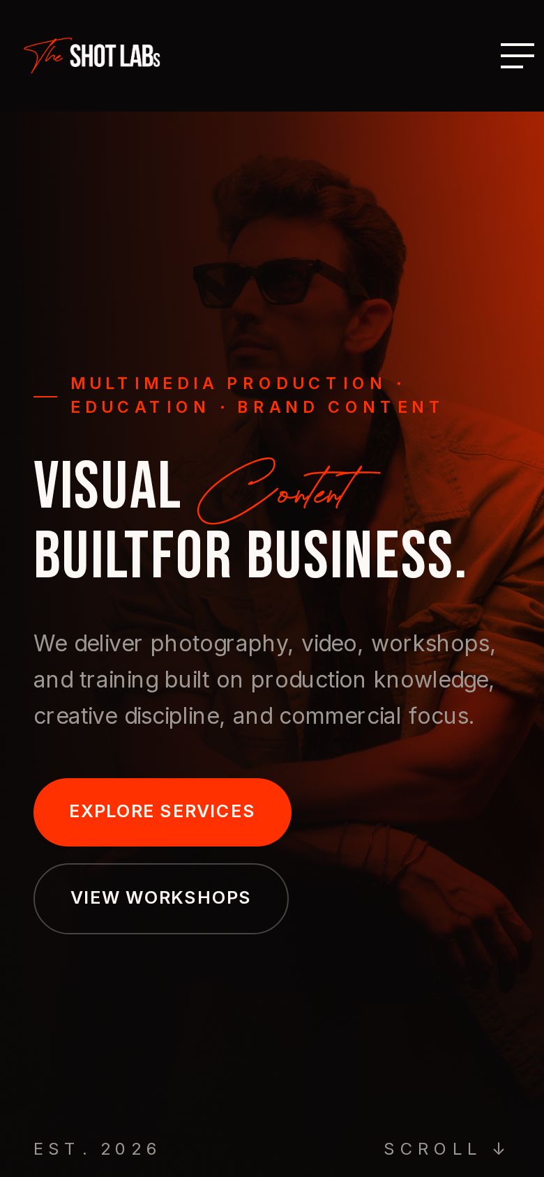The Shot Labs mobile website design by Build Theory