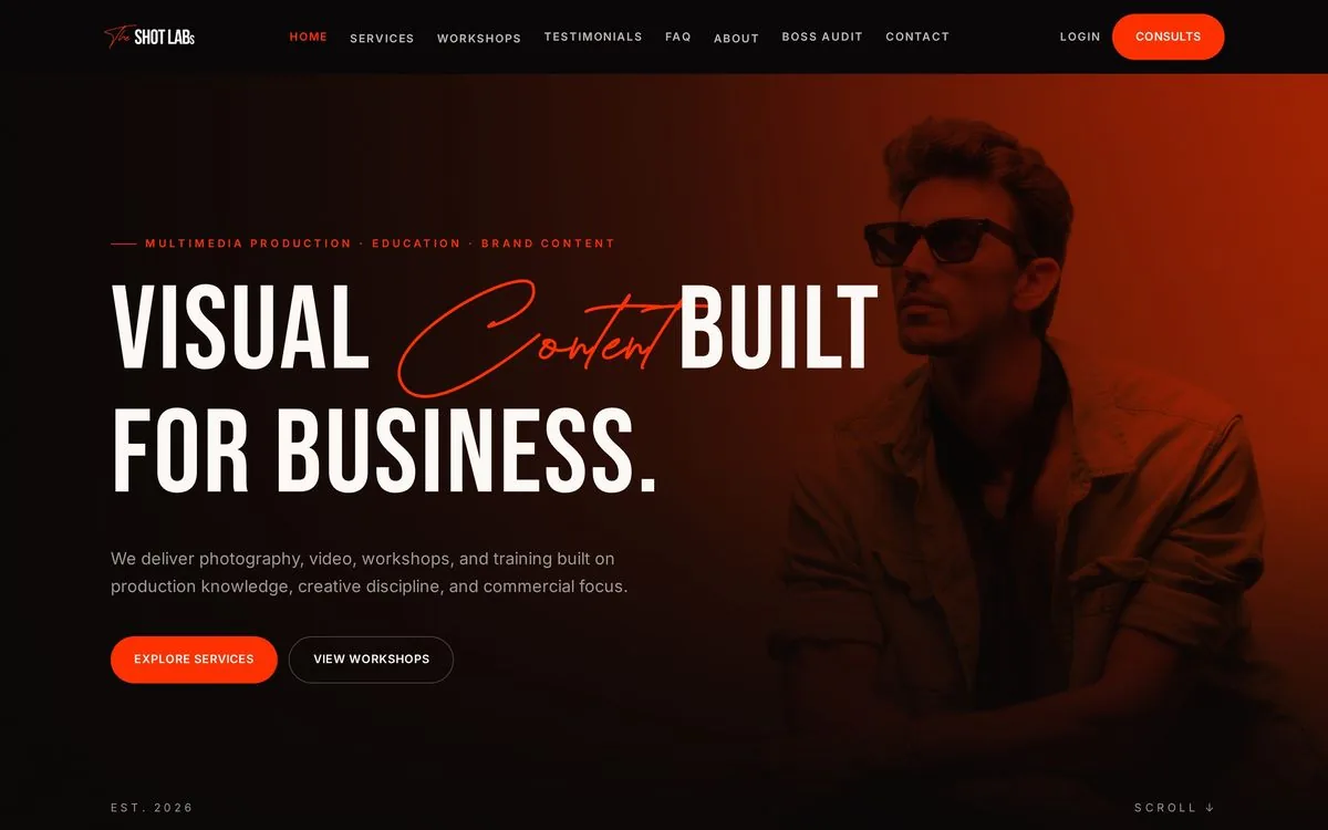 The Shot Labs website design by Build Theory